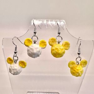 Mickey Popcorn Earrings - Mickey Mouse - Food Earrings - Buttered Popcorn